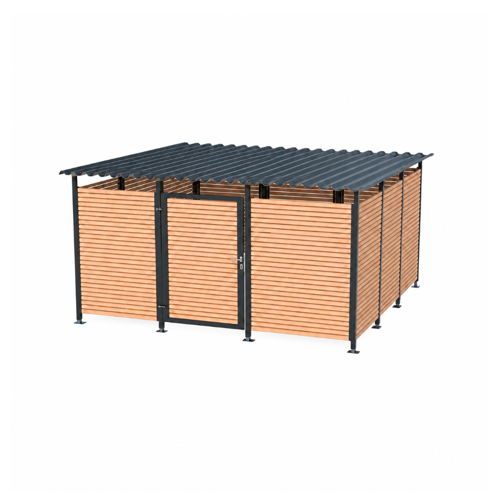 MultiFlex Müllcontainerhaus Gr. 3.3 mit Holzlattung waagerecht