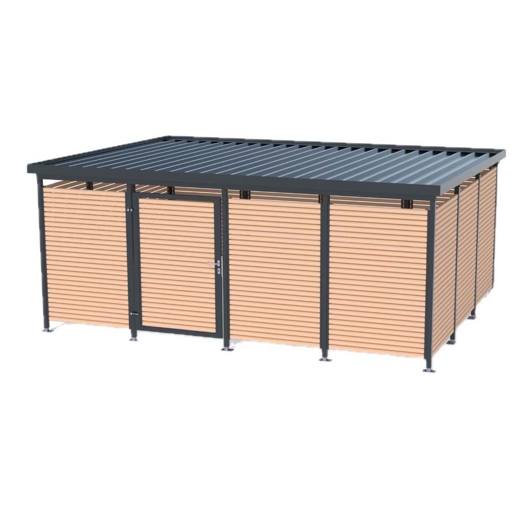 MultiFlex Müllcontainerhaus Gr. 4.3 mit Holzlattung waagerecht