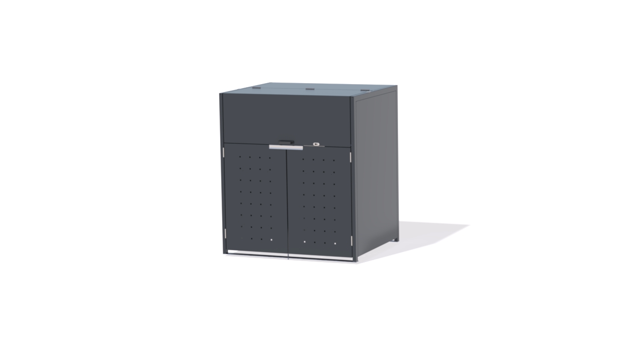 1er Müllcontainerboxen Original 1100L mit Befüllungsklappe mit Quadratlochung