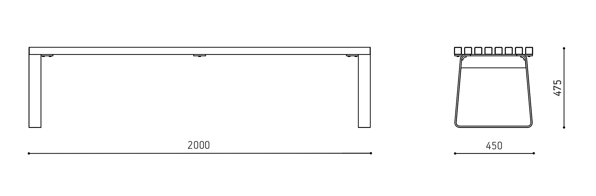 Prima bench dimensions, extery urban furniture