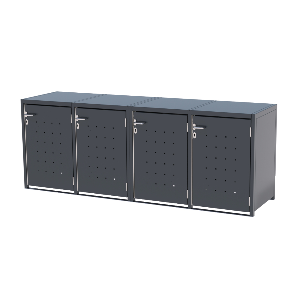 4er Mülltonnenbox Original 240L  Quadratlochung
