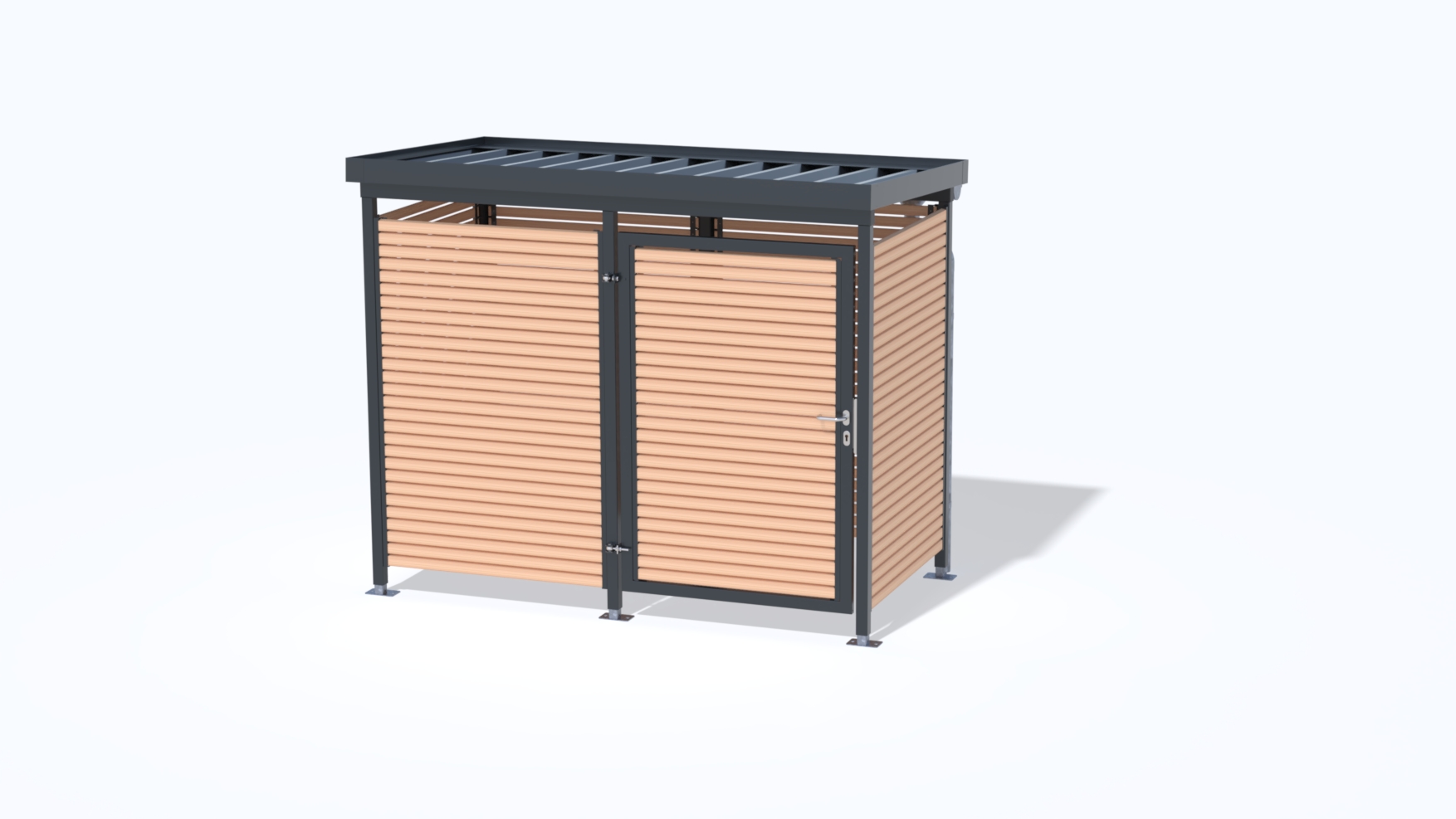 MultiFlex Müllcontainerhaus Gr. 2.1 mit Holzlattung waagerecht