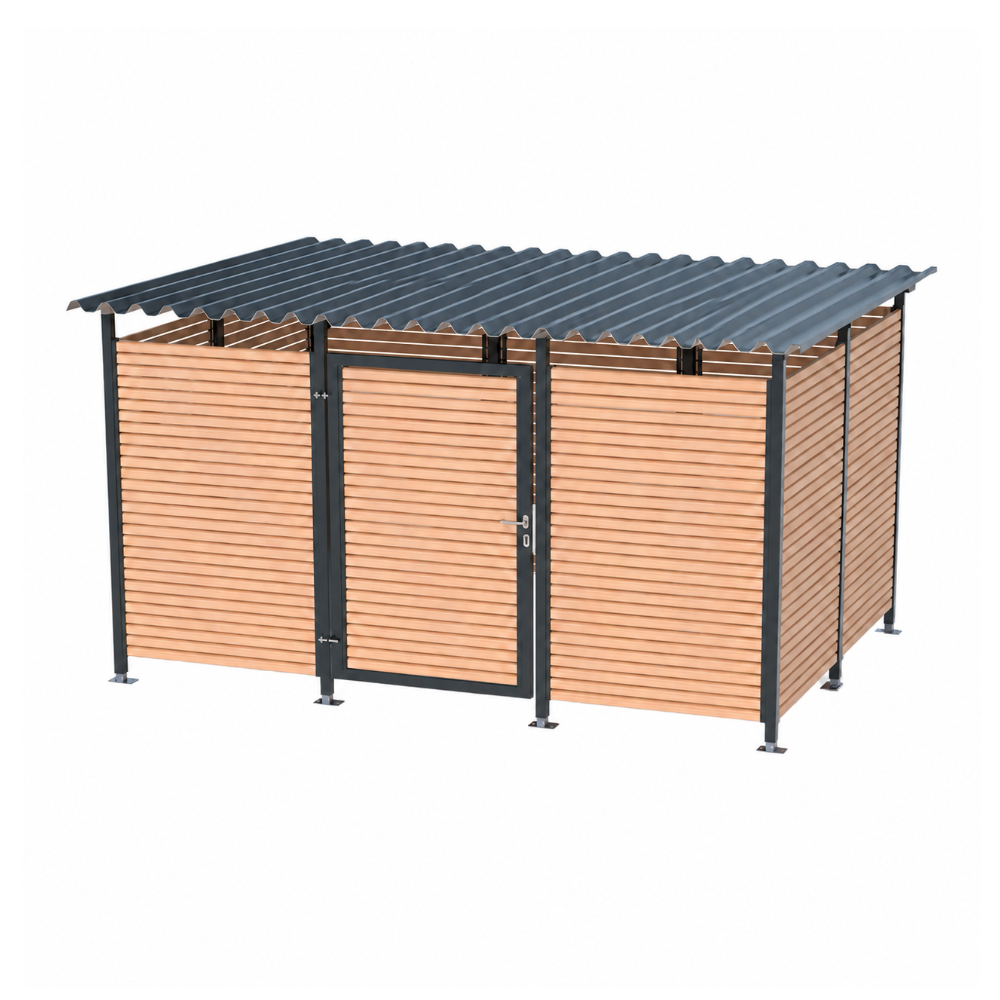 MultiFlex Müllcontainerhaus Gr. 3.2 mit Holzlattung waagerecht