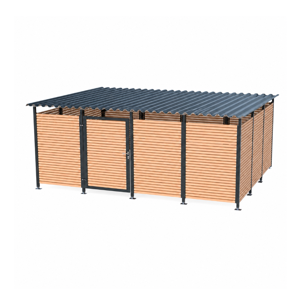 MultiFlex Müllcontainerhaus Gr. 4.3 mit Holzlattung waagerecht