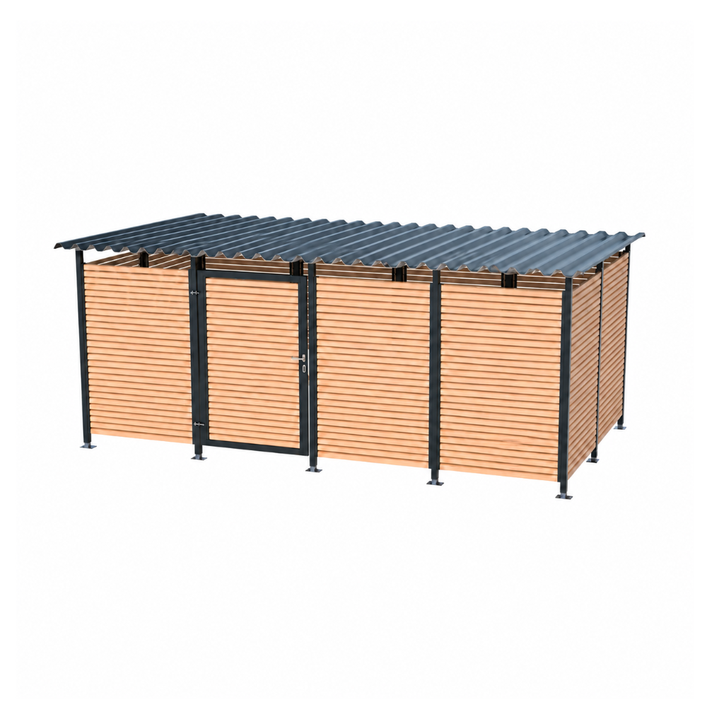 MultiFlex Müllcontainerhaus Gr. 4.2 mit Holzlattung waagerecht