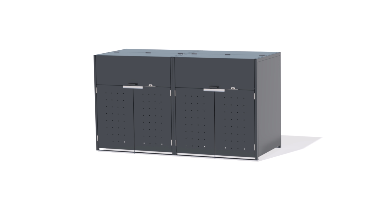 2er Müllcontainerboxen Original 1100L mit Befüllungsklappe mit Quadratlochung
