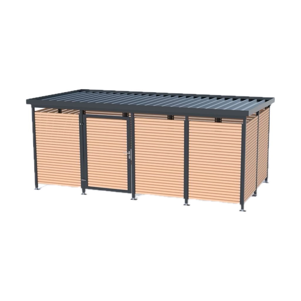 MultiFlex Müllcontainerhaus Gr. 4.2 mit Holzlattung waagerecht