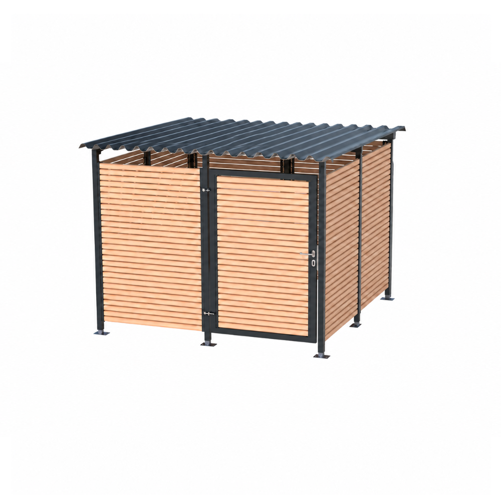 MultiFlex Müllcontainerhaus Gr. 2.2 mit Holzlattung waagerecht