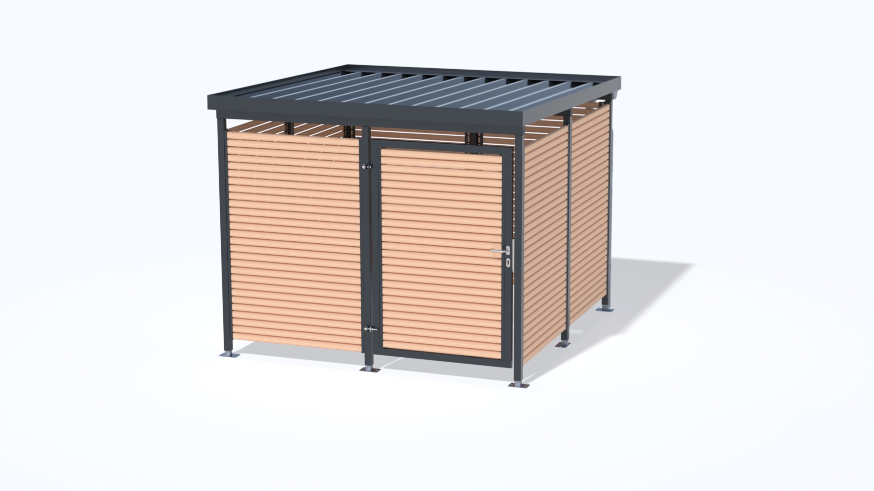 MultiFlex Müllcontainerhaus Gr. 2.2 mit Holzlattung waagerecht