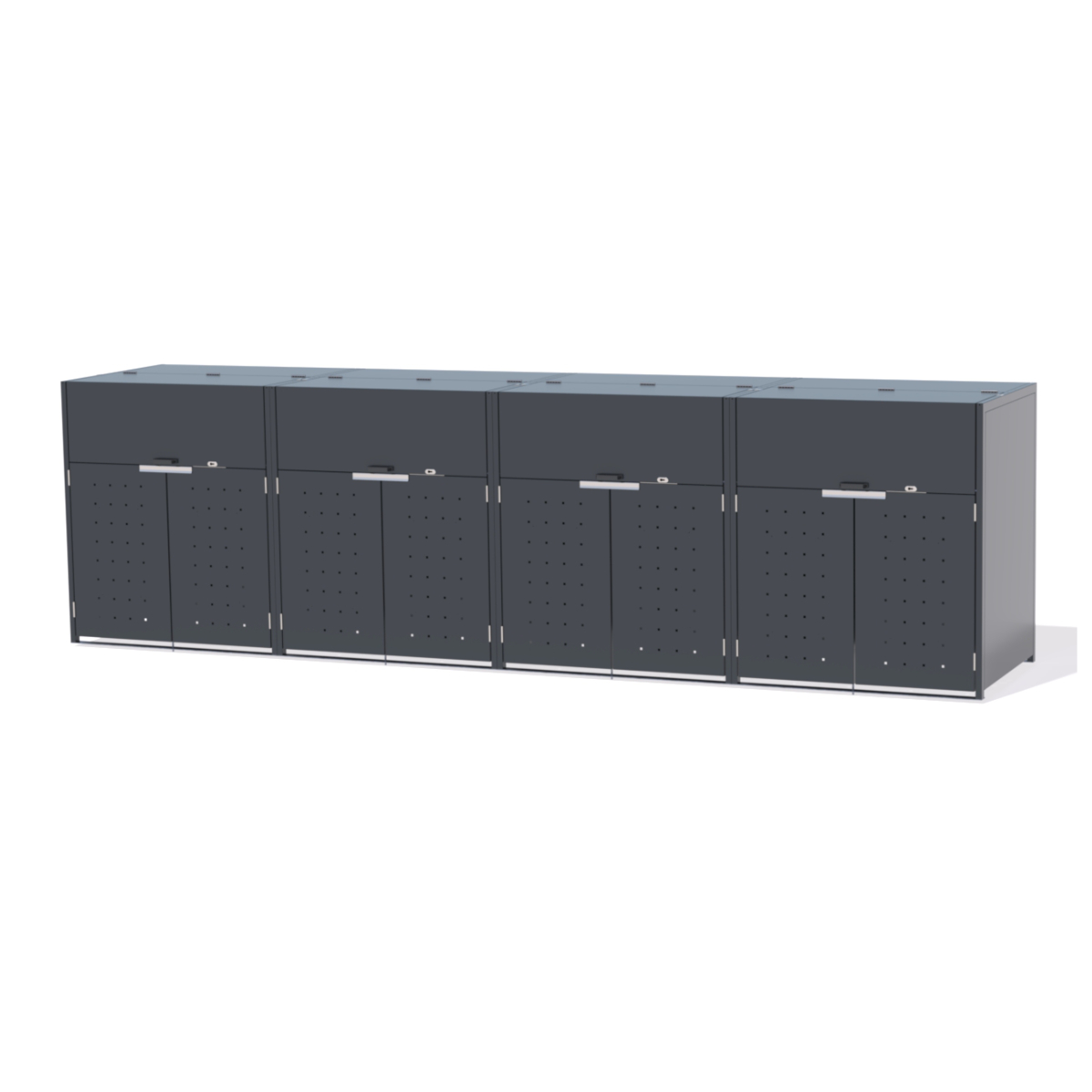 4er Müllcontainerboxen Original 1100L mit Befüllungsklappe mit Quadratlochung