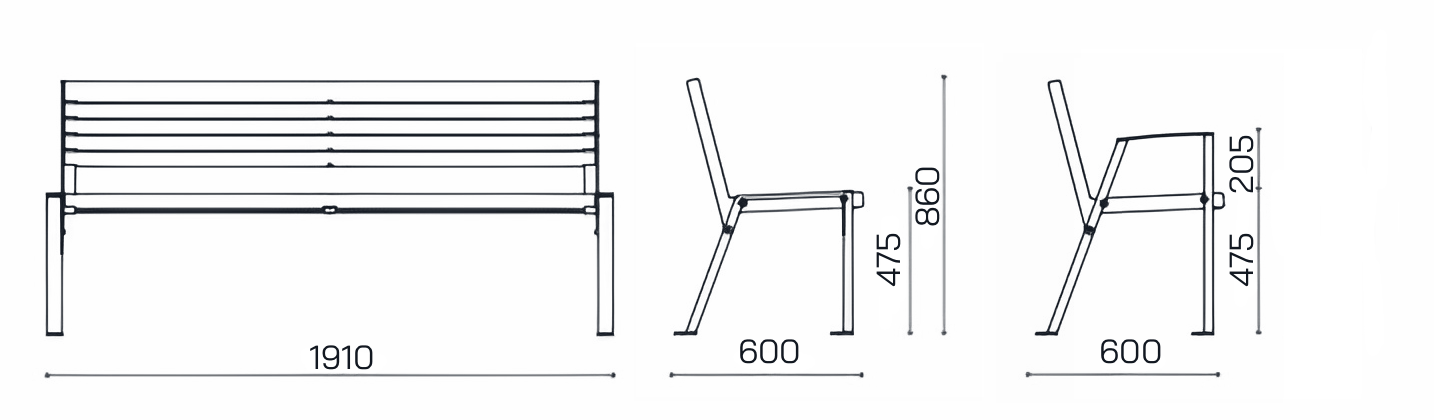 KLAAR Steel Sitzbank Mae